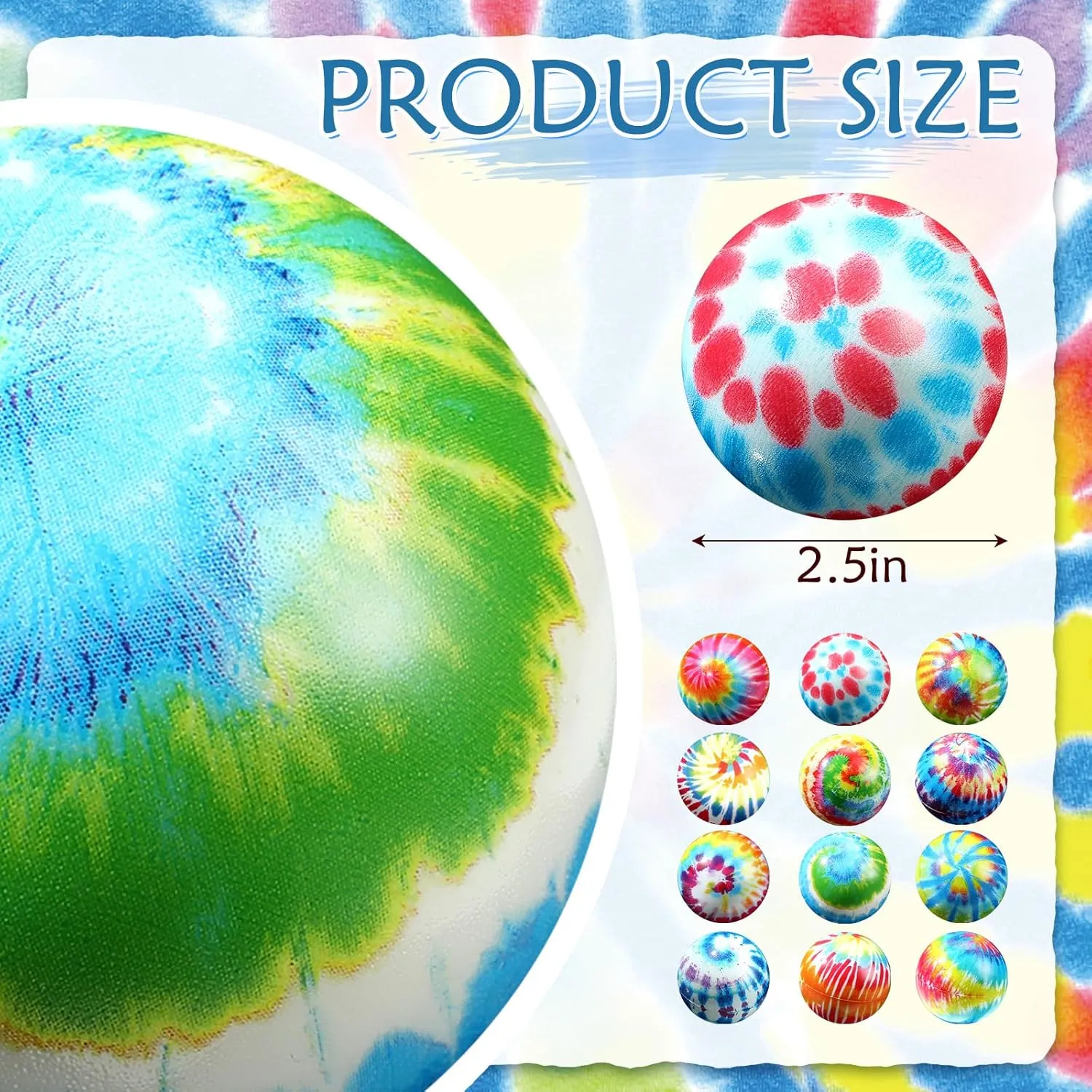 Bouncy enrichment Fidget for Boys Girls Adults Reward Birthday Party Favor Gifts(Tie Dye) Libima 24 Pcs Foam Stress Balls Bulk Squeeze Foam Hand Exercise Balls Mini 