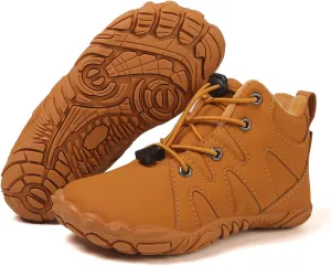 Box Hiking Boots,Boys Girls Anti-Slip Waterproof Minimalist High Top Snow Boots (Toddler/Little Kids/Big Kids) Kids lifeway Barefoot Shoes Fur Lined Zero Drop Sole,Unisex-Child Wide Toe 