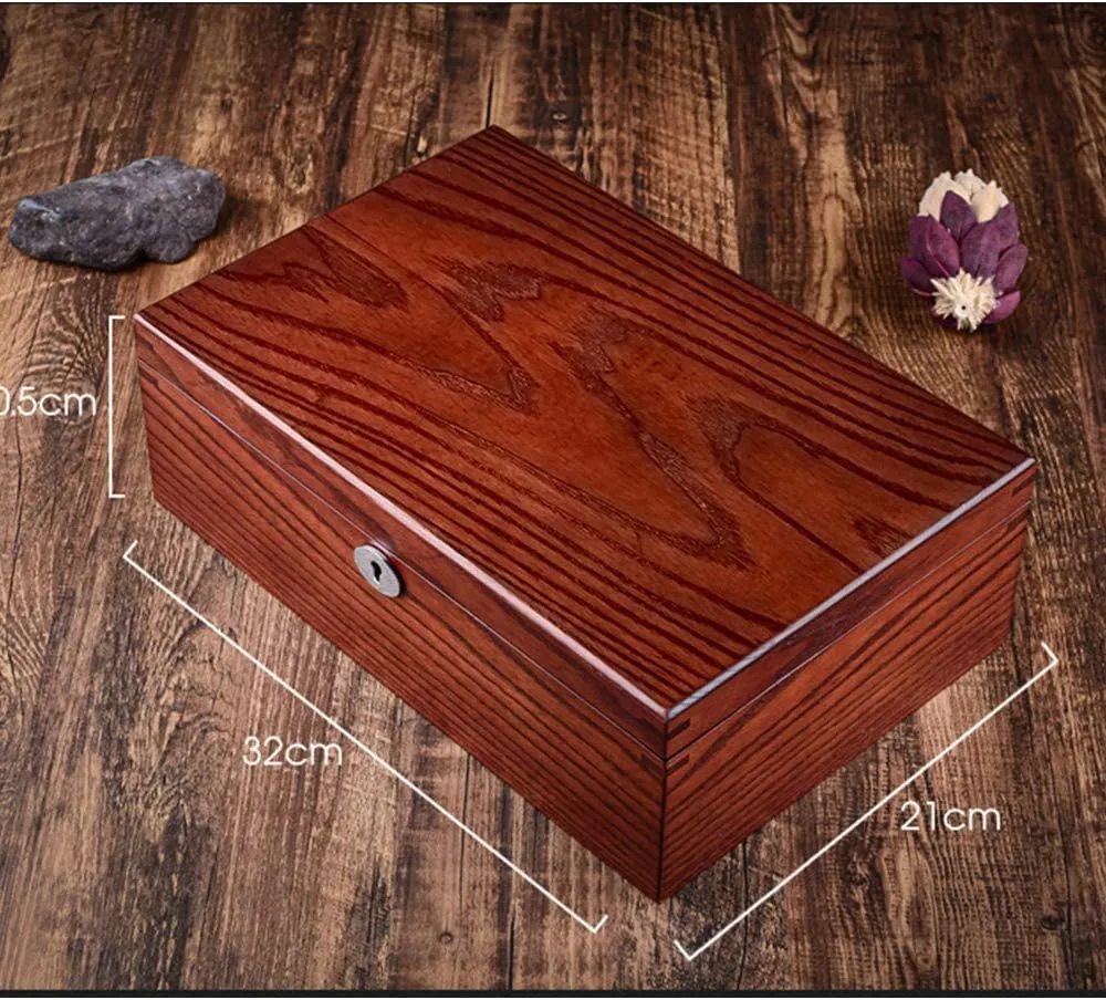box with Lock, All Hand-Polished, Durable Glass sunroof Design Ash Wood, beneficiary aristocratic interact putrefaction extract Mechanical Watch watch 