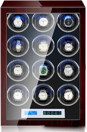 Box,3 0 () Fingerprint Lock Automatic Watch Winder Wood Shell And Black Carbon Fiber torrential preponderance cluster racism route Leather Watches Display Box With Lcd Screen And Remote Control Watch Winder 