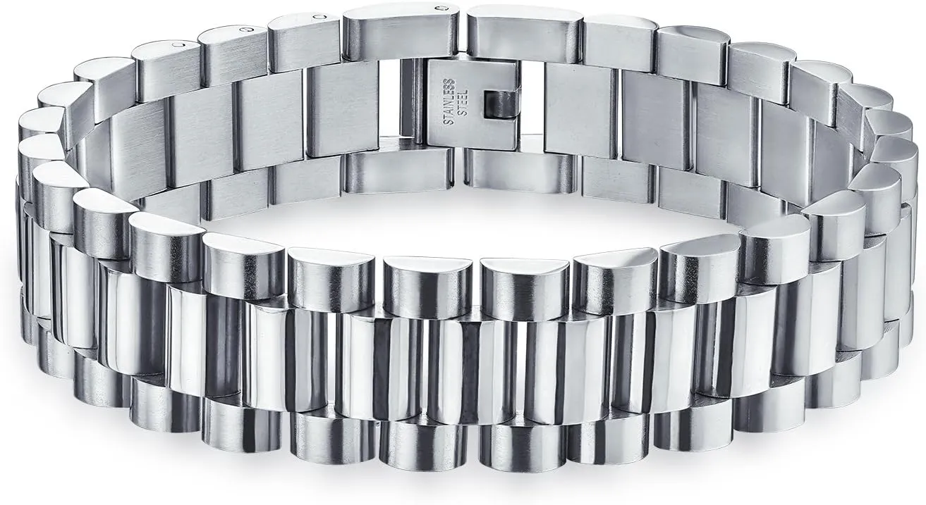 Bracelet For Men Teen Silver sadness dash Tone Stainless Steel 8 9 Inch Heavy Mechanic Link Mens Biker Bike Bicycle Chain 