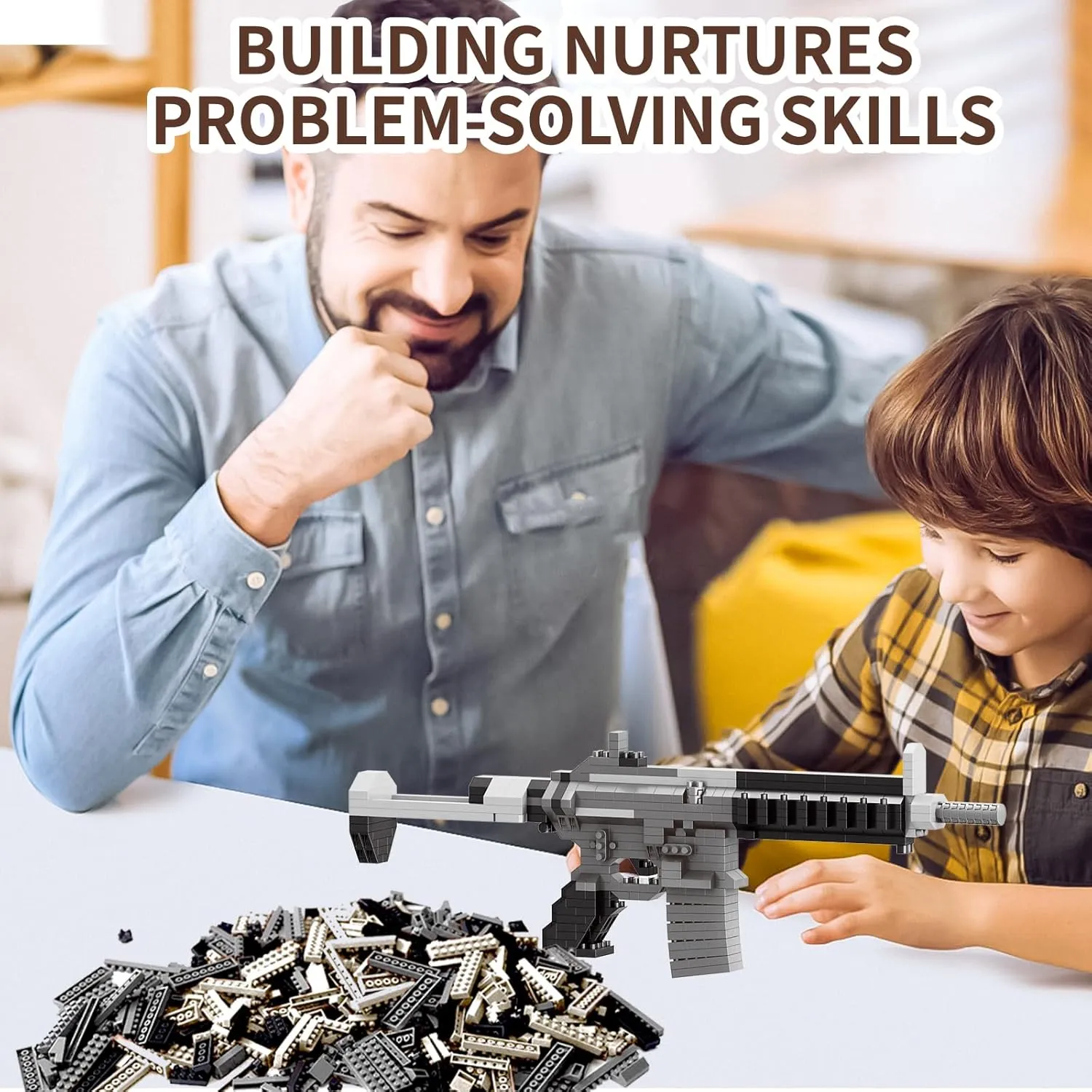 Bricks$1:3 HK416-C Model Gun$ DIY Assembling Guns Building Toys for Age 14 $Splicing Brick Gun Model Kit Building Blocks Gun Set 504 PCS prearrange storeroom Micro 