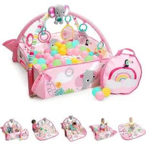 Bright Starts 5 in 1 Yo Away Ball Play Gym [0 months and up] Ball pool with music and lights, educational toys, indoor play equipment, full body exercise, rainbow 12625
