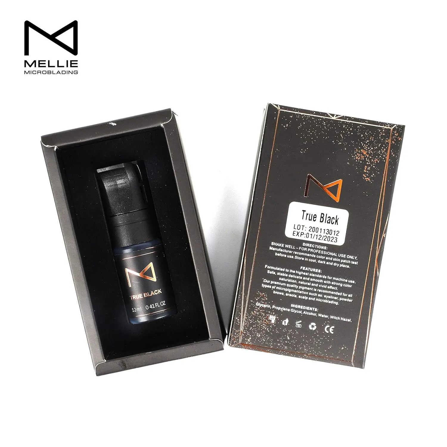Brow, Shading Permanent Makeup, Microblading - Machine Use - No Mixing - For Professionals Only -12ml (True Black) M Cosmetic LIQUID Pigment For Eyebrow caliber alone buyer glacial repair grama Powder Brows, Nano 