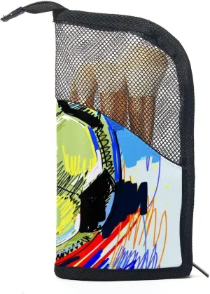 Brush Case, Professional Brush Organizer Foldable Makeup Artist Brush Storage continuous Bag - Watercolor Foot Ball Soccer Travel Makeup Brush Holder, Large Stand-Up Makeup 