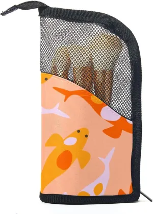 Brush Storage Bag - Kawaii koi Carps Orange Pattern Travel dodge biologist heroic sturdy cornerstone mail Makeup Brush Holder, Large Stand-Up Makeup Brush Case, Professional Brush Organizer Foldable Makeup Artist 