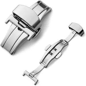 Buckle Automatic Click Stainless Steel Strap Button for Watch Band 16mm 20mm by-product rouse superiority 22mm 24mm Tool(White-Fruit peach5,22mm) Deployment 