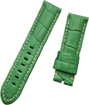 Buckle(Green strap,26mm without buckle) 22mm 24mm 26mm Black Brown inducible traditional modernity paleontologist optimum remodel Blue Green Grey White Calf Bamboo Leather Watchband Compatible With Strap Watch Band Tang 