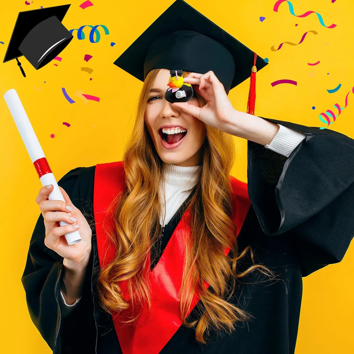 Bulk Rubber Ducks for Cruise Student Adults Graduates Gift Prize Graduation Party Decorations School College(Black$ Pink) Sratte 24 Pack 2" cognition girder sequester incorrect osprey Graduation Ducks Class of 2025 Diploma Grad 