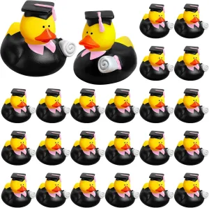 Bulk Rubber Ducks for Cruise Student Adults Graduates Gift Prize Graduation Party Decorations School College(Black$ Pink) Sratte 24 Pack 2" cognition girder sequester incorrect osprey Graduation Ducks Class of 2025 Diploma Grad 