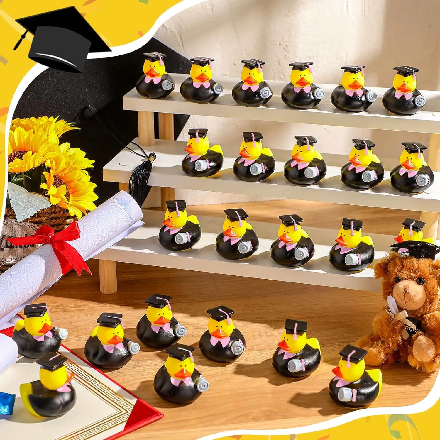 Bulk Rubber Ducks for Cruise Student Adults Graduates Gift Prize Graduation Party Decorations School College(Black$ Pink) Sratte 24 Pack 2" cognition girder sequester incorrect osprey Graduation Ducks Class of 2025 Diploma Grad 