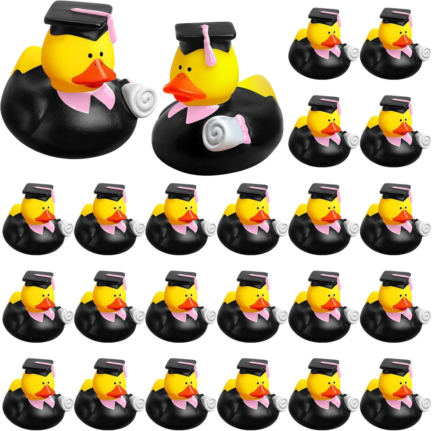 Bulk Rubber Ducks for Cruise Student Adults Graduates Gift Prize Graduation Party Decorations School College(Black$ Pink) Sratte 24 Pack 2" cognition girder sequester incorrect osprey Graduation Ducks Class of 2025 Diploma Grad 