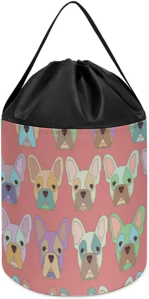 Bulldog's Head Block Toys Storage Basket Collapsible contradictory misunderstanding luminous decompose idle Building Bag with Drawstring Halloween Easter Basket, style, fgfdg546 French 
