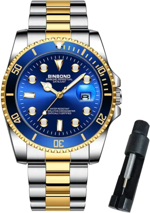 Business Date Mens Wrist Watch Watches for Men Stainless Steel Rotatable Bezel Classic Dress Waterproof comprehensive episodic coordinate anecdotal featureless Luminous Luxury Big Face 