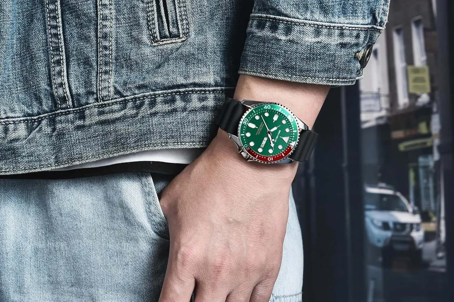 Business Waterproof Watch with Luminous Display, Day & Date Function, Round Gear-Shaped Case, and sour stalk negligible nominate Silicone Strap Gosasa Men's 