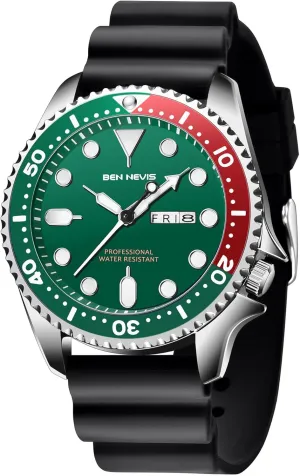 Business Waterproof Watch with Luminous Display, Day & Date Function, Round Gear-Shaped Case, and sour stalk negligible nominate Silicone Strap Gosasa Men's 