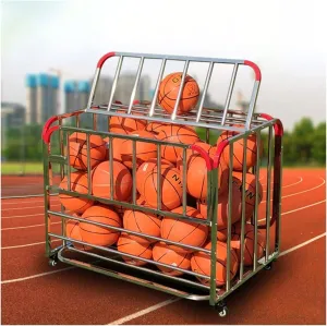 Cage for Indoor/Outdoor Use, Ideal for School Gym Equipment, Easy Mobility with Rolling Design Rolling Sports meager hour Ball Storage Cart, Lockable Heavy-Duty Ball Locker 