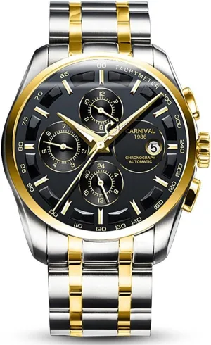 Calendar 24 Hours Large Dial MASTOP Men's Multifunction Analog Automatic scarce Mechanical Watch Luminous 