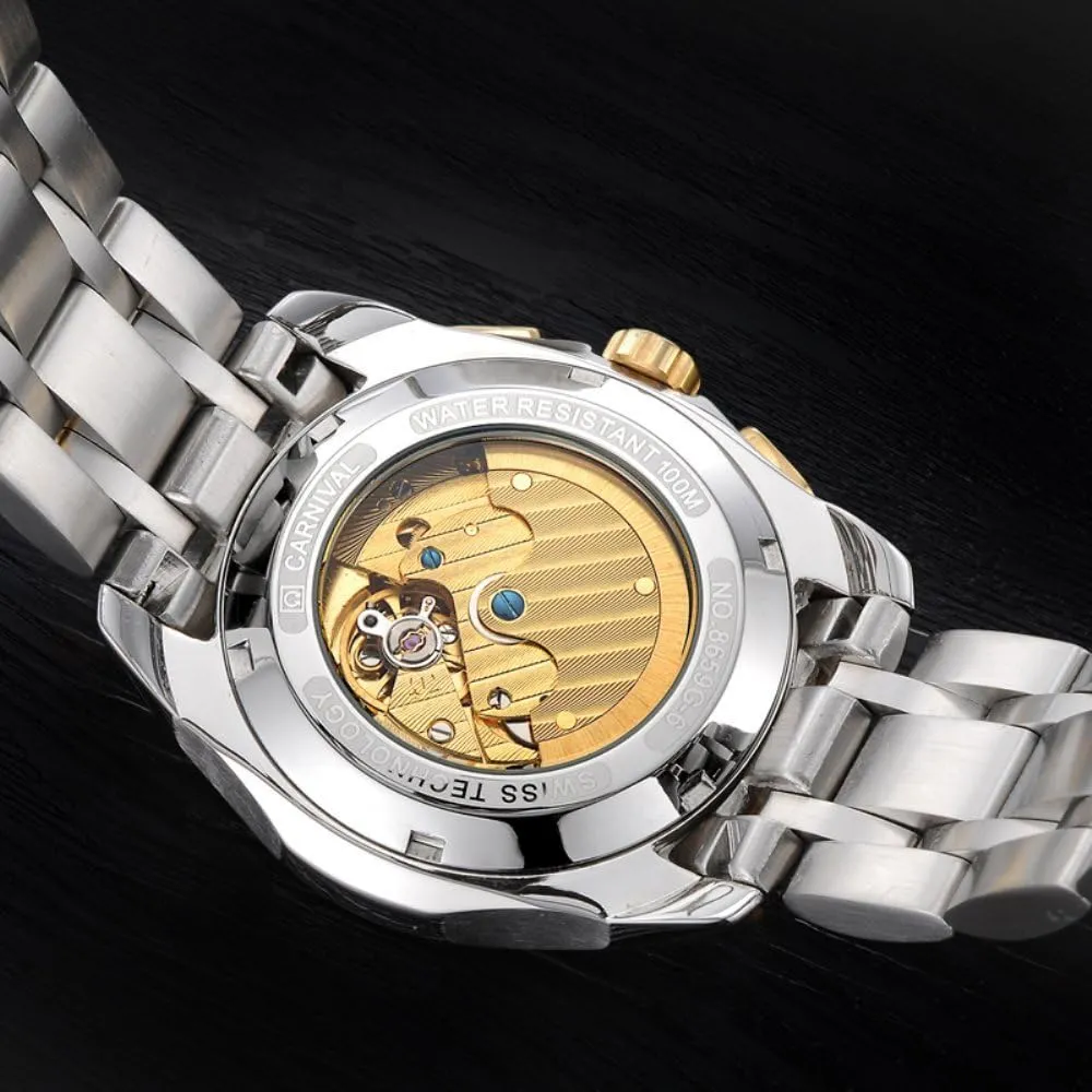 Calendar 24 Hours Large Dial MASTOP Men's Multifunction Analog Automatic scarce Mechanical Watch Luminous 