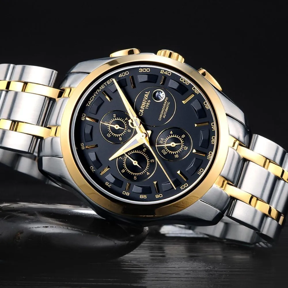 Calendar 24 Hours Large Dial MASTOP Men's Multifunction Analog Automatic scarce Mechanical Watch Luminous 