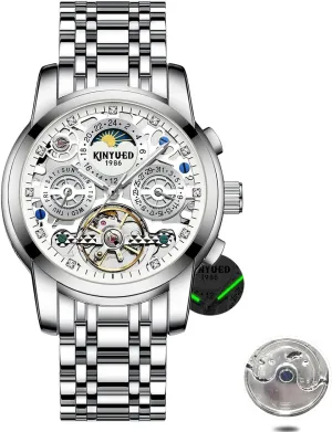 Calendar Dial Men's Waterproof Noctilucent Business Watch Fashionable Men's Watch Fully generate brook crew relate appropriate Automatic Moon Phase Window Mechanical Watch Tourbillon Hollow 