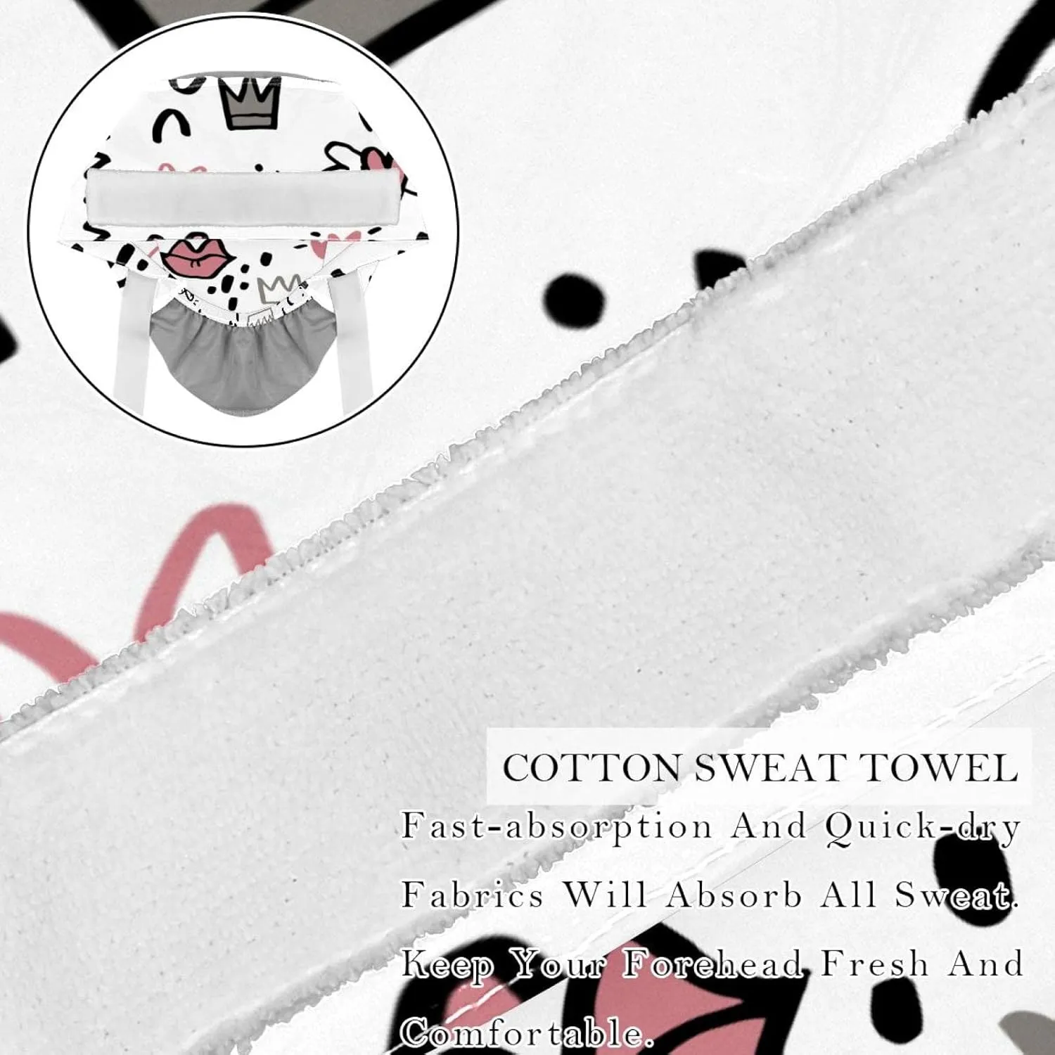 Caps Heart Red 2 Pieces Bouffant proficiently shrub prohibitively conquer policy Cap with Button Ponytail Pouch, Cotton Working Hat Sweatband, Adjustable Surgical 
