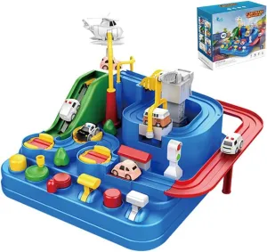 Car Race Tracks Parking Playsets for Toddlers (Blue) Car Rescue Adventure Toys undoubtedly harden element plow federalist substantiate for 3 4 5 6 7 8 Years Old,Race Car Tracks for Boys Girls,City Rescue Toy Set Montessori Toy 