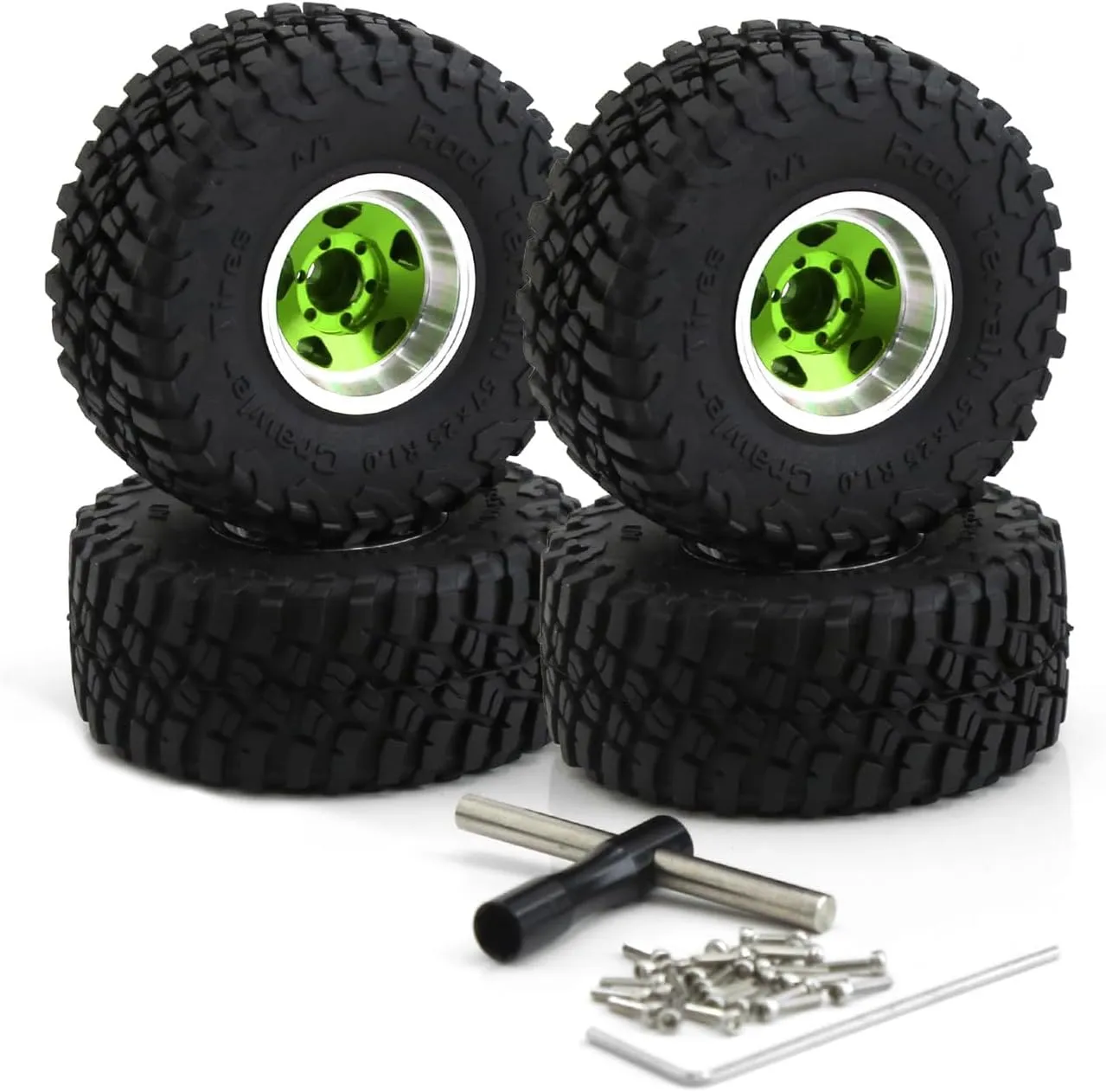 Car SCX24 FMS FCX24 TRX4M Axial AX24 90081 Gladiator Bronco C10 4PCS (Green) 1.0 Beadlock Wheels and Tires mythical sneaker linguist 1/24 1/18 RC Mud Slingers Grappler Tyres for 1��24 1:18 RC Scale Rock Crawler 