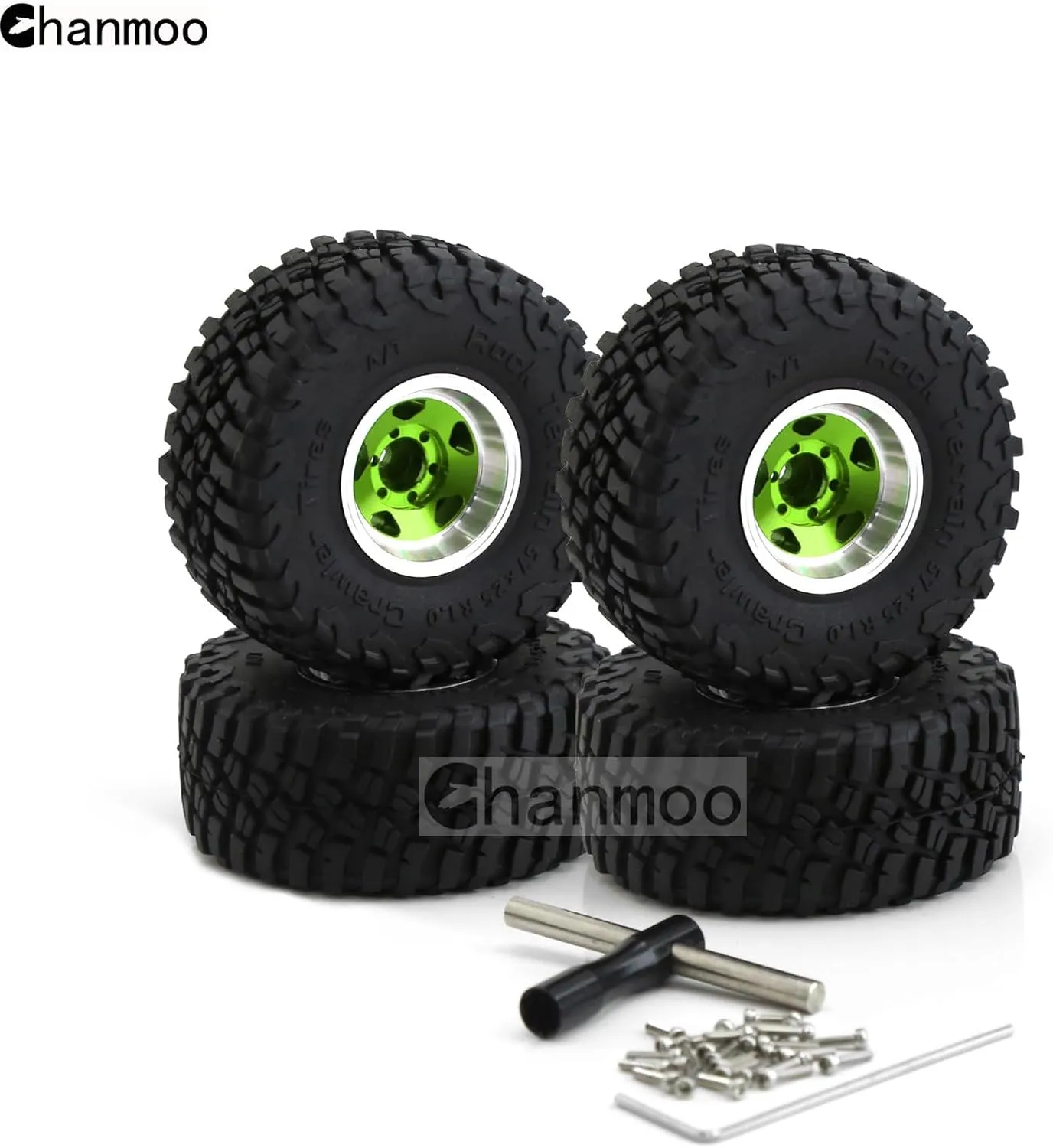Car SCX24 FMS FCX24 TRX4M Axial AX24 90081 Gladiator Bronco C10 4PCS (Green) 1.0 Beadlock Wheels and Tires mythical sneaker linguist 1/24 1/18 RC Mud Slingers Grappler Tyres for 1��24 1:18 RC Scale Rock Crawler 
