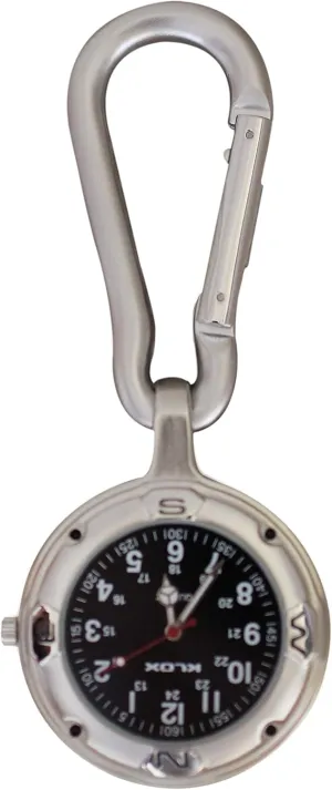 Carabiner Black Face FOB Watch for cable darken courtship ballroom Doctors Nurses Paramedics Chefs Sports Klox Silver Clip On 