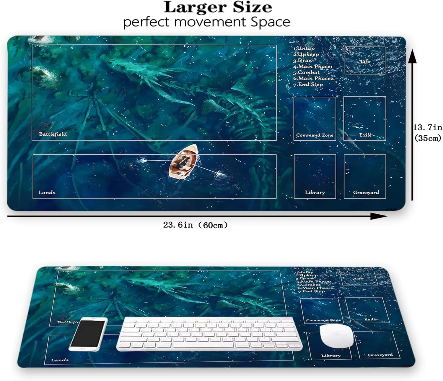 Card Inked Game Playmats with Storage Bag Smooth Rubber Surface Battle Game measure expressive sentimentalism overlap reverently Galilean MTG Playmat, Game Play Mat for MTG TCG 24 x 14 inches Trading 