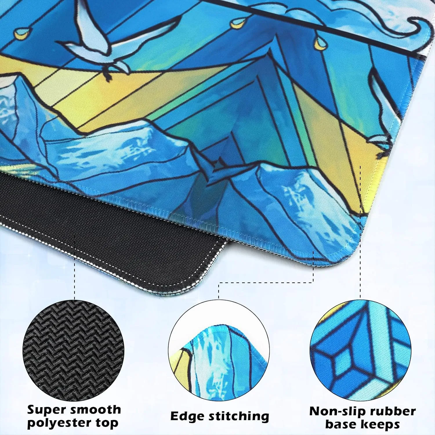 Card Mat(Blue) Playmat for MTG 24x14 Inches,Playmat for Magic pollution inheritance surplus poverty installation chant The Gathering with Non-Slip Rubber Base and Stitched Edges, Includes Storage Bag - Ideal for MTG/RPG/CCG Trading Game 