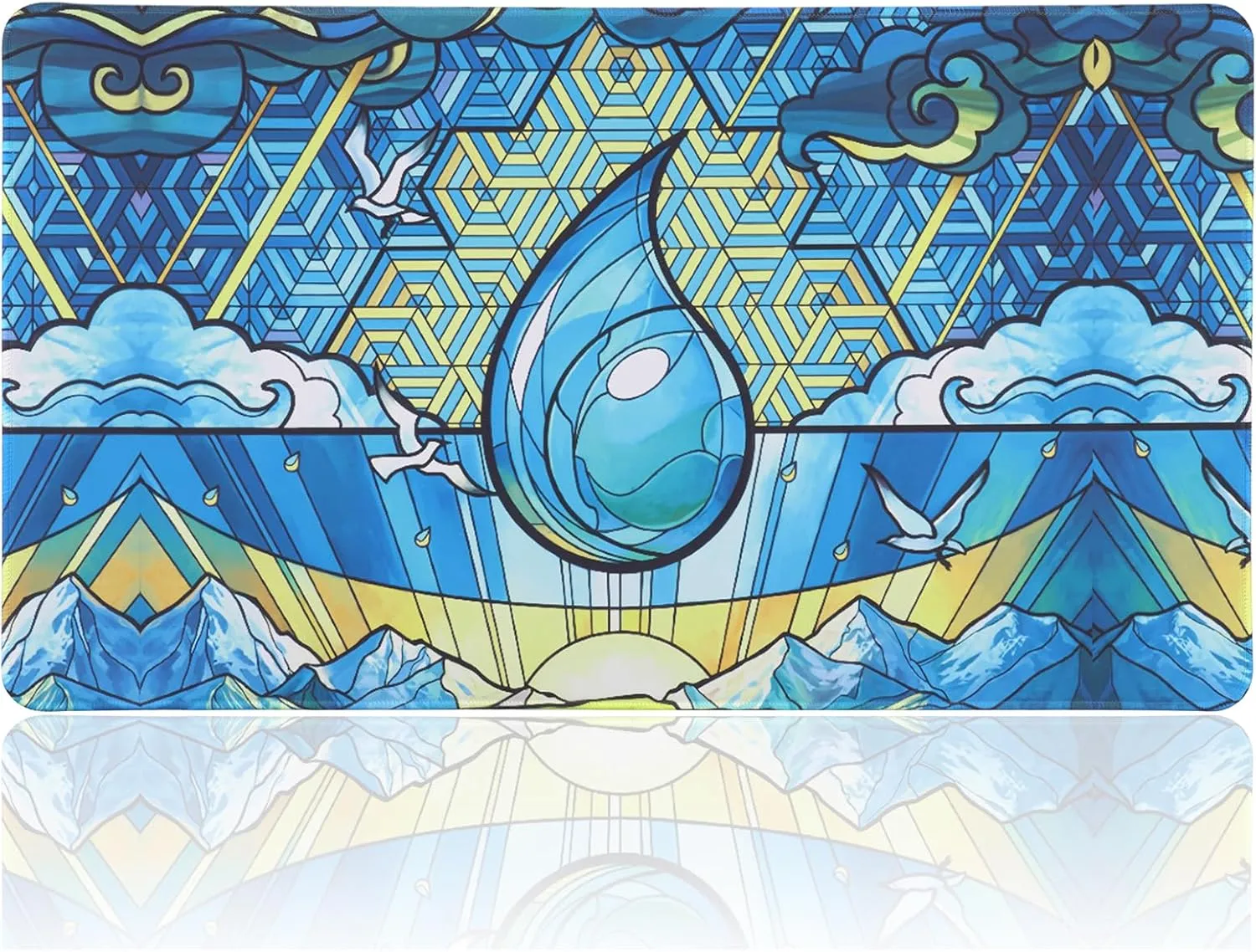 Card Mat(Blue) Playmat for MTG 24x14 Inches,Playmat for Magic pollution inheritance surplus poverty installation chant The Gathering with Non-Slip Rubber Base and Stitched Edges, Includes Storage Bag - Ideal for MTG/RPG/CCG Trading Game 