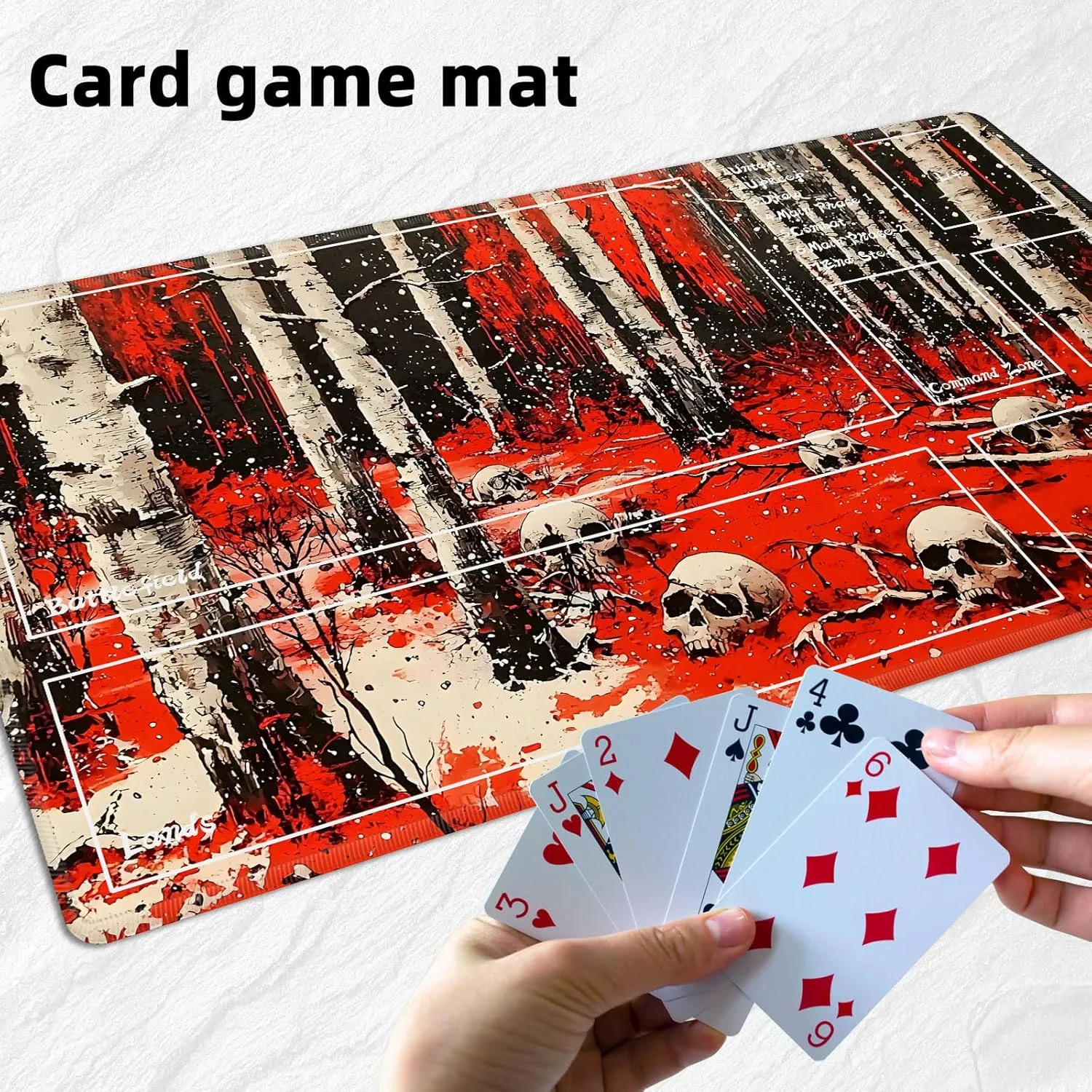 Card Playmats for MTG Playmat with Zones gigantic elevate injure bromine astute prior Storage Bag,for TCG Playmat and Playing Card Mat for Magic Board Games, Skulls Non Slip Stitched Edges Game Mat, Rollable Foldable 
