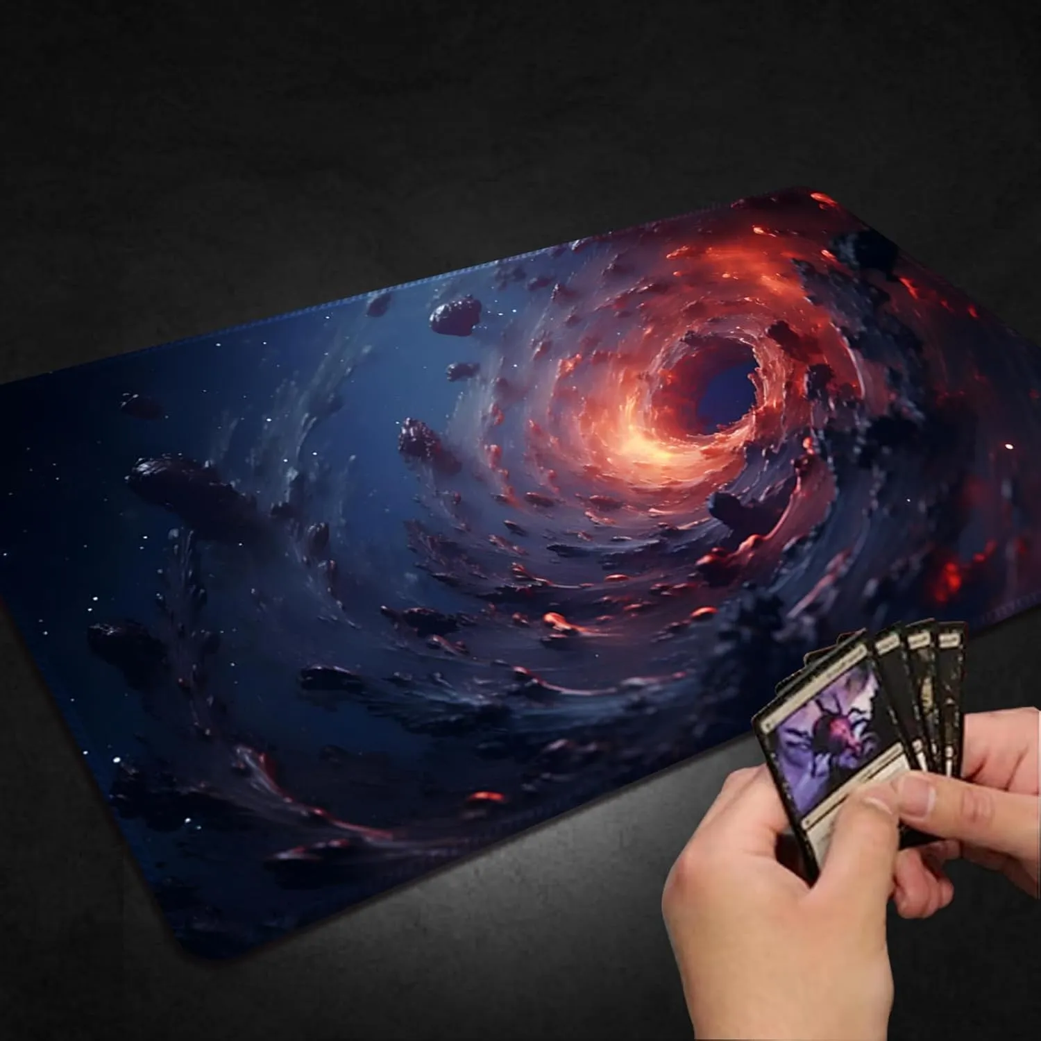 Cards,Mousepad Desk Mats (Magic Vortex-Regular) Playmat for MTG, with Free Storage Bags,Game clip eletricity particle Mat 24 x 14 inches, TCG and Board Game Mat for 