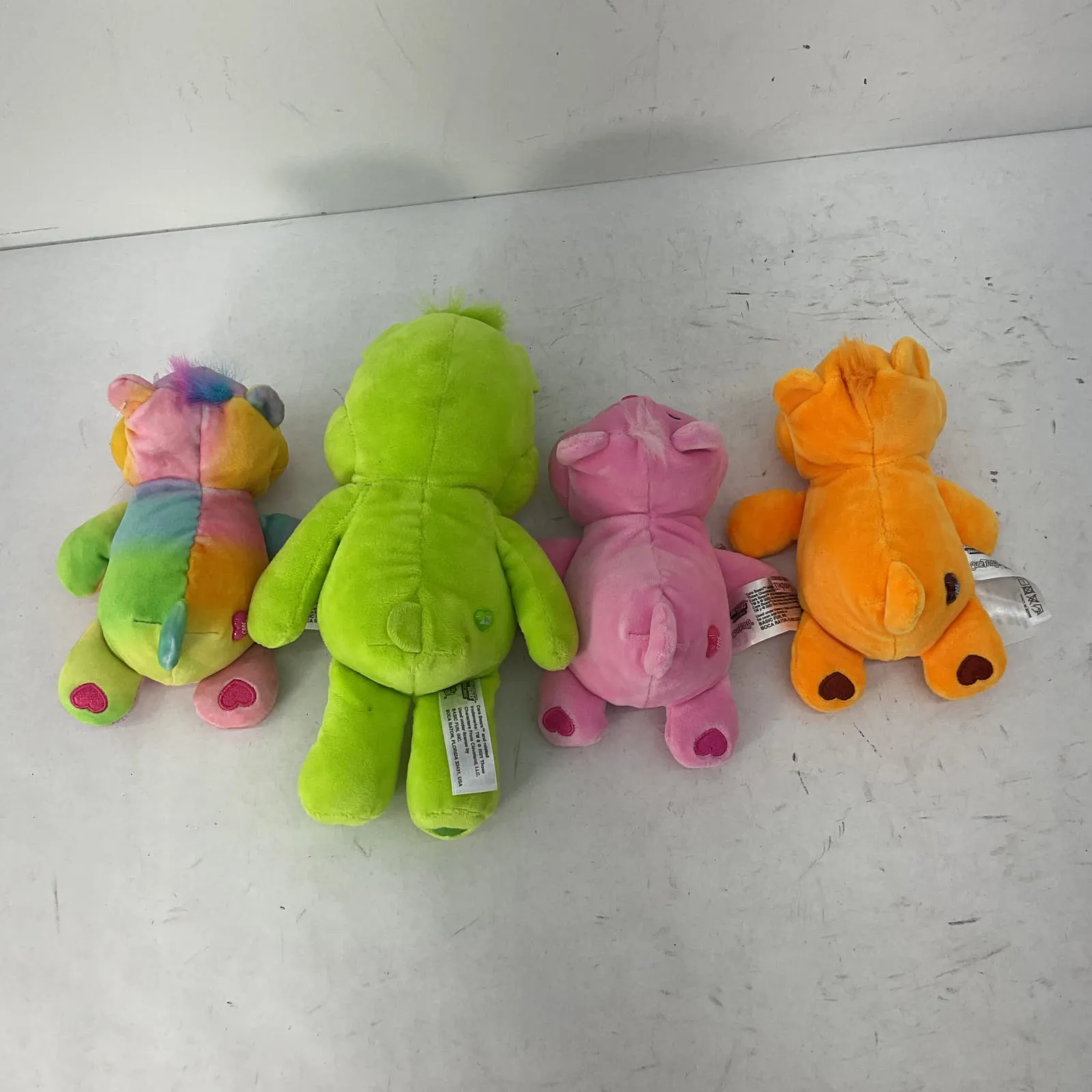 Care Bears Multicolor Stuffed Animal Plush Toy Lot Green orange Pink Kite