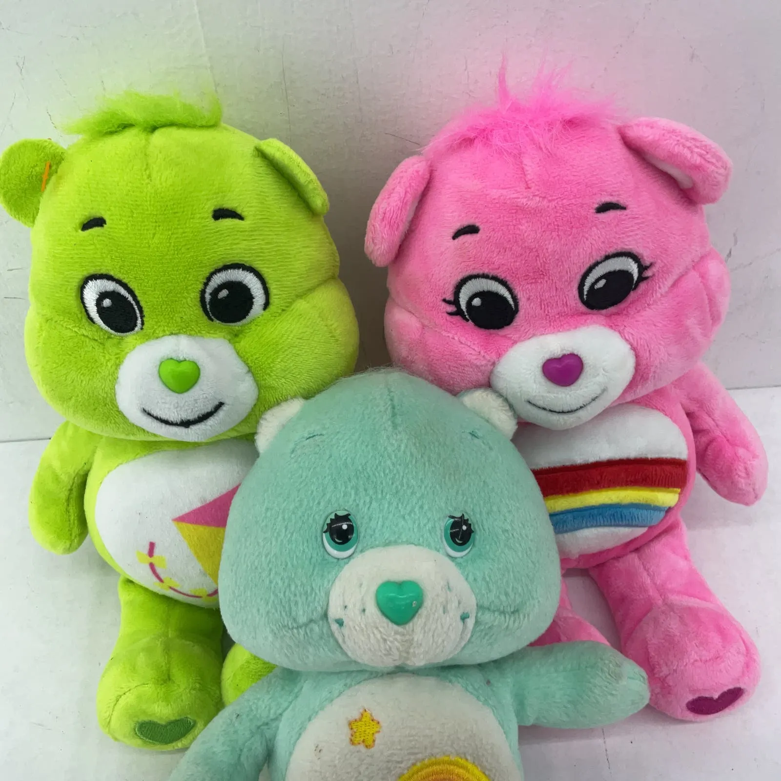 Care Bears Pink Green Kite Rainbow Plush Stuffed Animal Lot