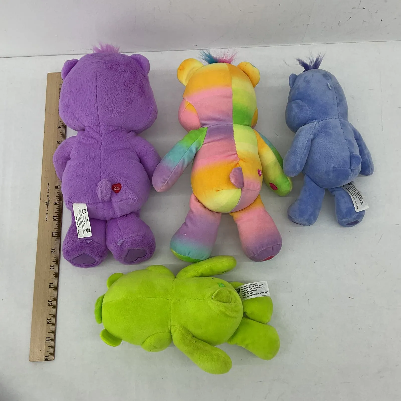 Care Bears Purple Blue Tie Die Green Stuffed Animal Plush Lot Kite