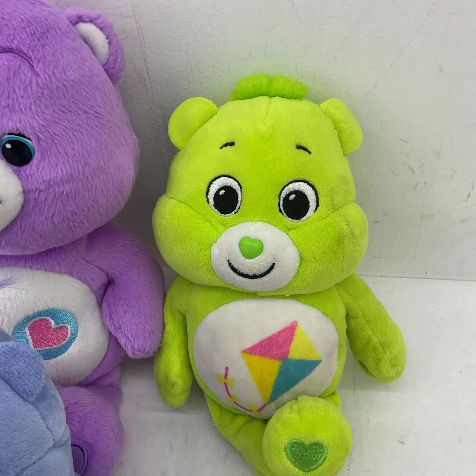 Care Bears Purple Blue Tie Die Green Stuffed Animal Plush Lot Kite