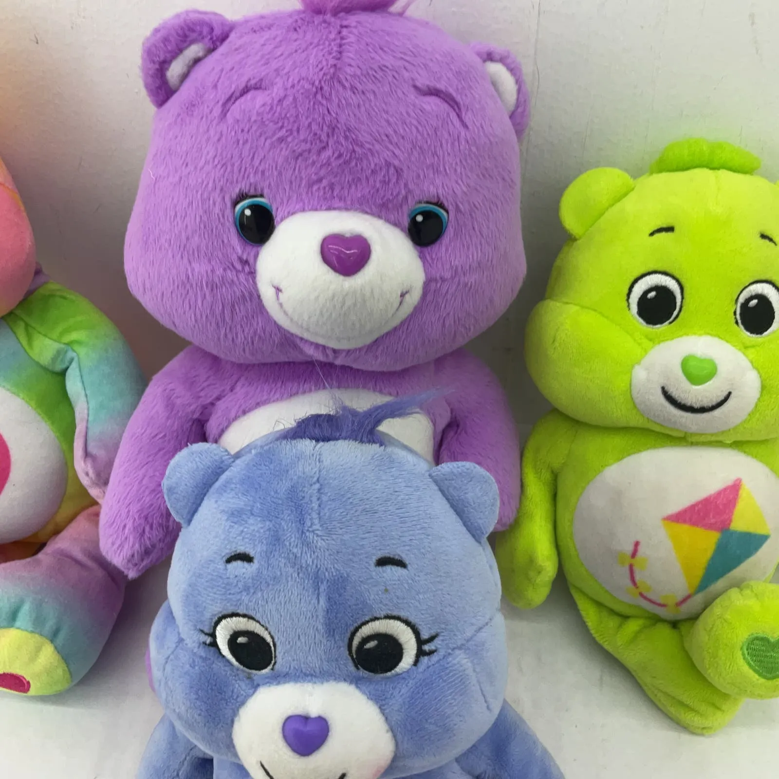Care Bears Purple Blue Tie Die Green Stuffed Animal Plush Lot Kite