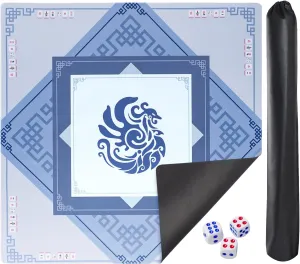 Carrying Bag$ convince entity get brain Anti-Slip and Noise Reduction Table Cover for Mahjong$ Poker$ Card Games$ Dominoes$ Board Games (Blue$ 31.5 inches) Large Mahjong Mat with Black 