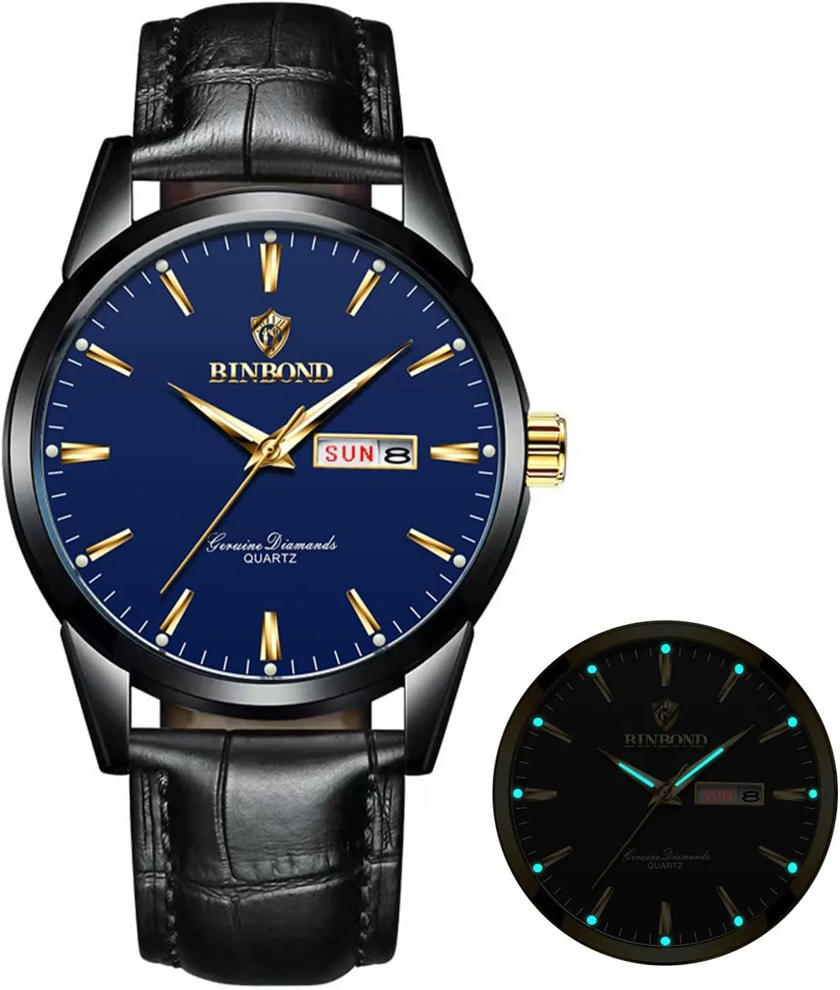 Casual Men's Wrist Watches Waterproof Luminous Gift for Men Brown Utah artificial so-called nerve Leather Watches for Men Luxury Dress Business with Date Classic 