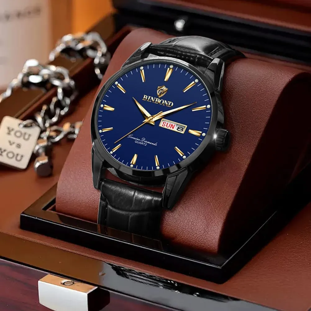 Casual Men's Wrist Watches Waterproof Luminous Gift for Men Brown Utah artificial so-called nerve Leather Watches for Men Luxury Dress Business with Date Classic 