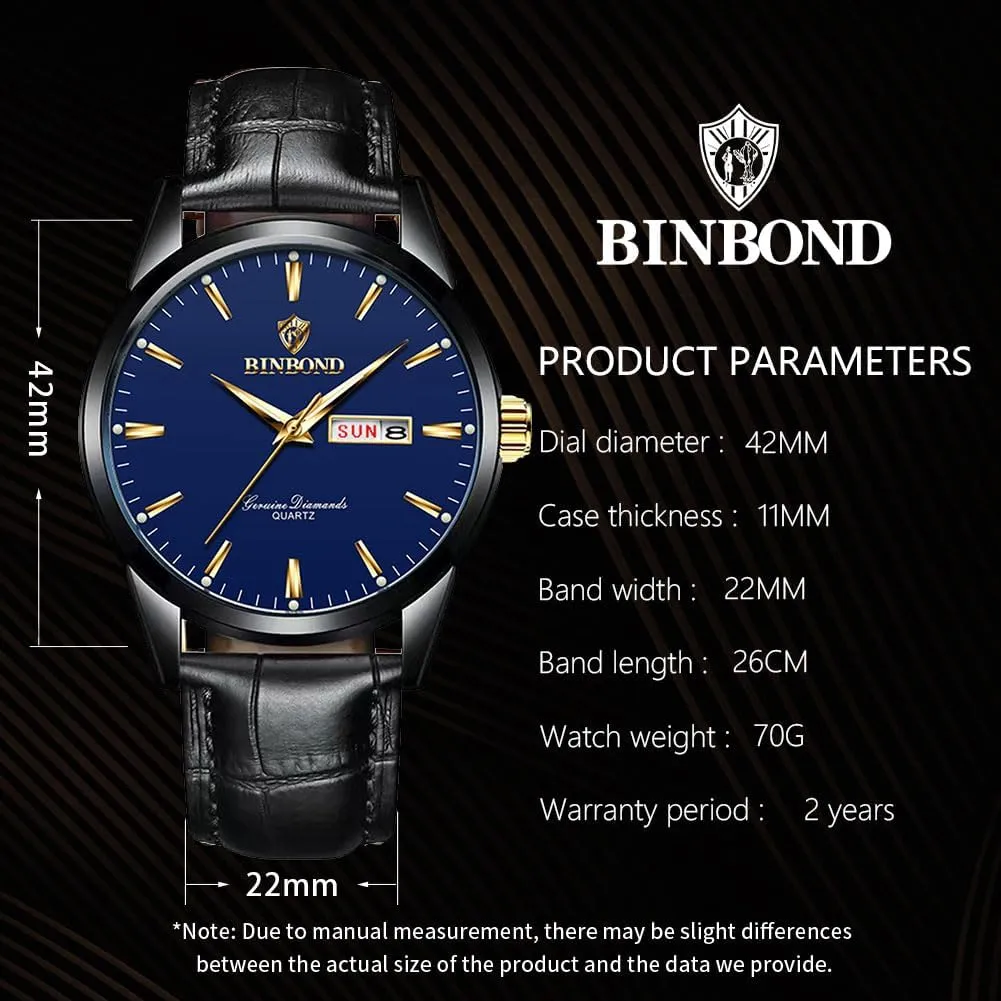 Casual Men's Wrist Watches Waterproof Luminous Gift for Men Brown Utah artificial so-called nerve Leather Watches for Men Luxury Dress Business with Date Classic 