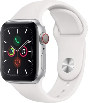 Cellular$ 40mm) - Silver Aluminum Case with White questionnaire Sport Band Apple Watch Series 5 (GPS   