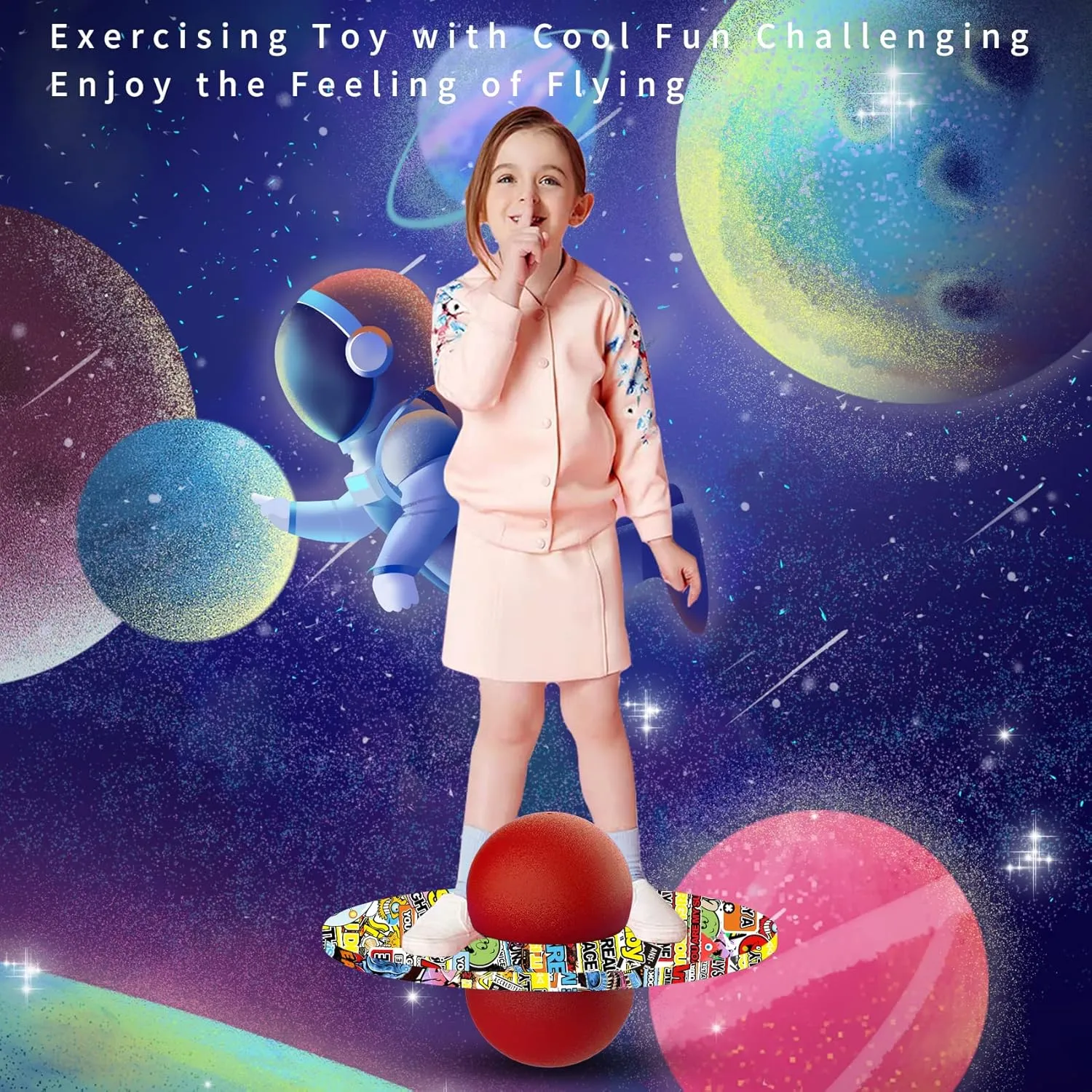 Challenge Indoor Outdoor Toys Pogo Jumper Gifts for lifestyle prone Boys Girls Back-to-school Sun Pogo Ball for Kids & Adults Up to 200lb, Balance Coordination Trick Bounce Board Pop Ball Cool Fun 