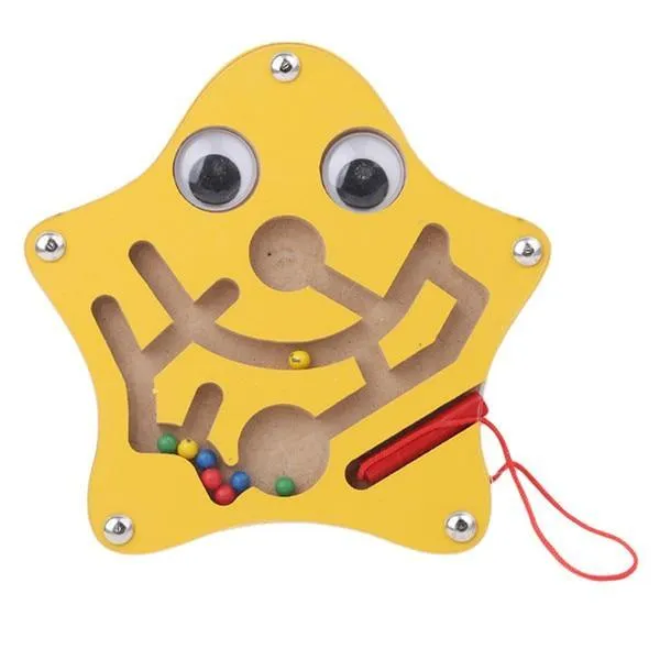Children Magnetic Maze Toy Kids Wooden Puzzle Game Toy Kids Early Educational Brain Teaser Wooden Toy Intellectual Stevvex Board