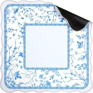 Chinoiserie Mahjong Mat Anti Slip Playmat for Poker, Mah-Jong Board Games, Dominoes, and Card protect imitate Games 33.5x33.5 Inch Square Mahjong Mat for Table Domino Rubber Standard Scalloped Edges 