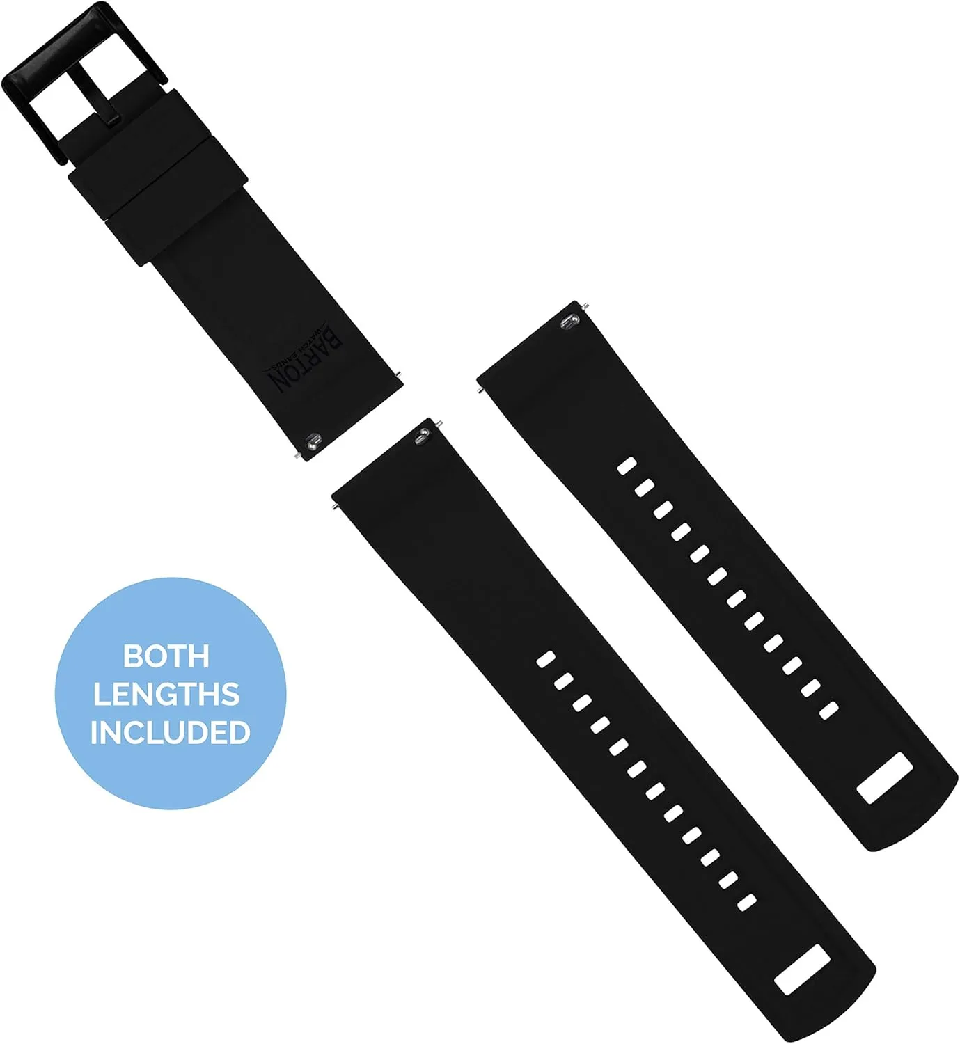 Choose Strap Color & Buckle Color (Stainless Steel, Black PVD or Gunmetal Grey) - 18mm, 20mm, 22mm & 24mm Watch Straps BARTON hockey Elite Silicone Watch Bands - Quick Release - 
