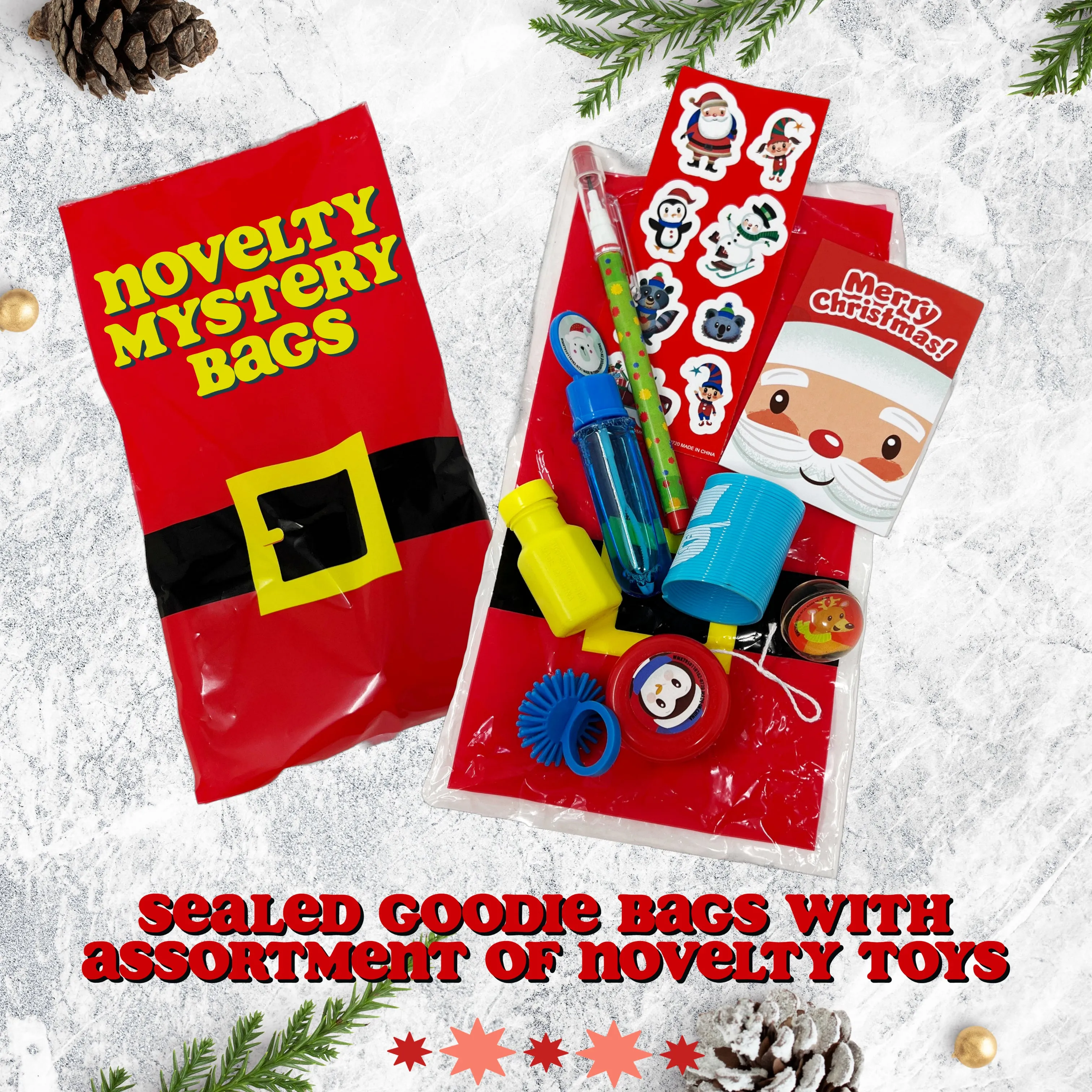 Christmas Mystery Treat Sacks- Novelty Toys, 12 count